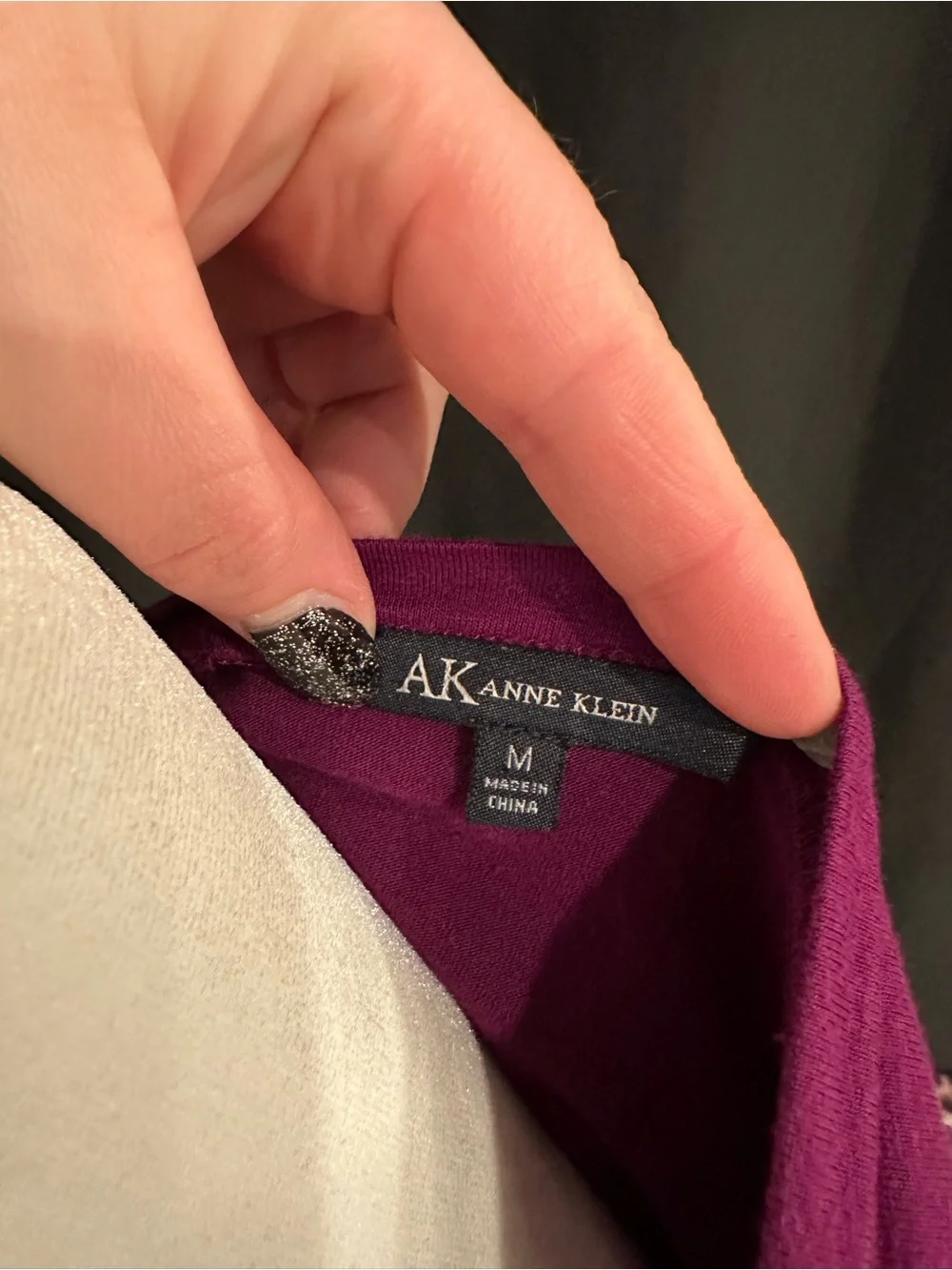 Anne Klein Short Sleeve Crewneck Top in Fuchsia - Picture 3 of 4
